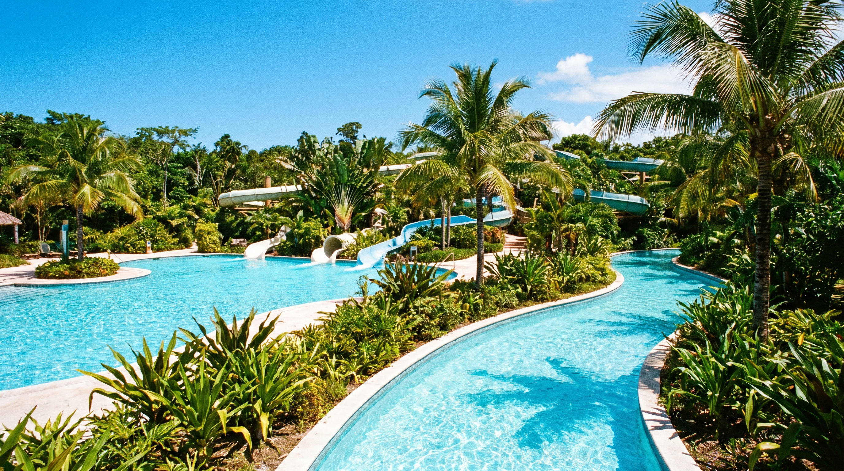 Tropical water park scene